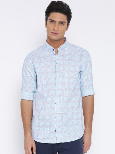 

United Colors of Benetton Men Blue Checked Casual Shirt