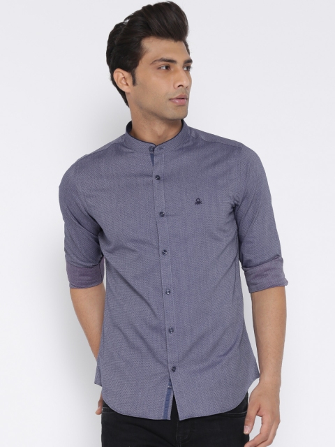 

United Colors of Benetton Men Blue Self-Design Casual Shirt