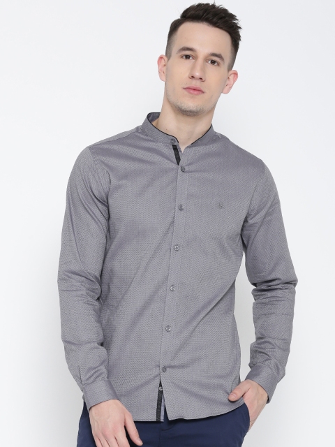 United Colors of Benetton Men Grey Self-Design Casual Shirt
