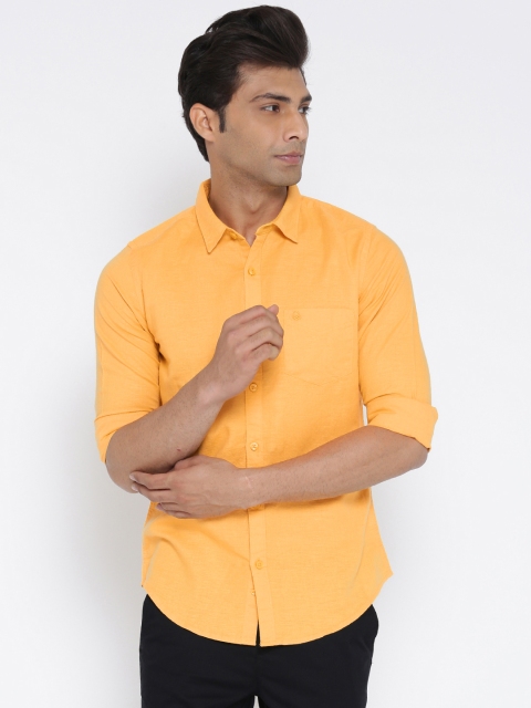 

United Colors of Benetton Men Yellow Solid Casual Shirt