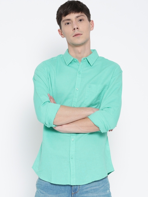 

United Colors of Benetton Men Sea Green Solid Casual Shirt