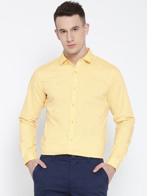 

United Colors of Benetton Men Yellow Solid Casual Shirt