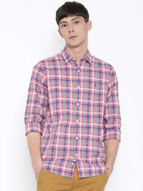 

United Colors of Benetton Men Pink Checked Casual Shirt