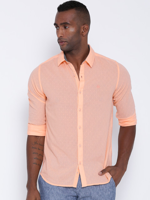 

United Colors of Benetton Men Orange Self-Design Casual Shirt