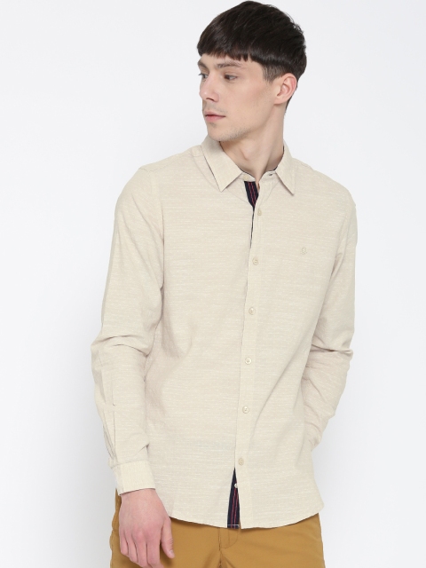 

United Colors of Benetton Men Beige Self-Design Casual Shirt