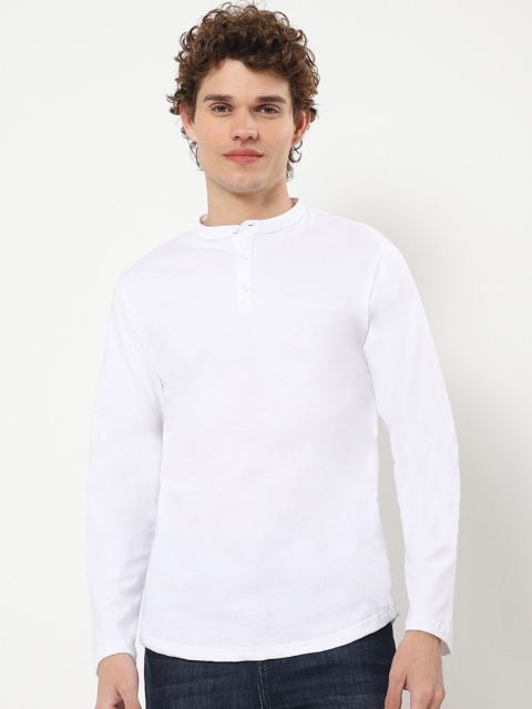 

Bewakoof Men White Henley Neck Full Sleeves T-shirt