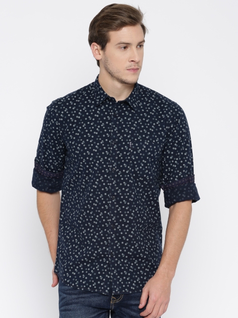 

Pepe Jeans Men Navy Blue Slim Fit Printed Casual Shirt