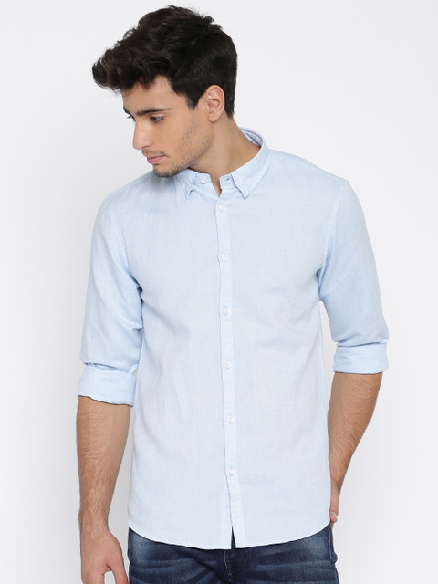 

Pepe Jeans Men Blue Slim Fit Solid Casual Shirt