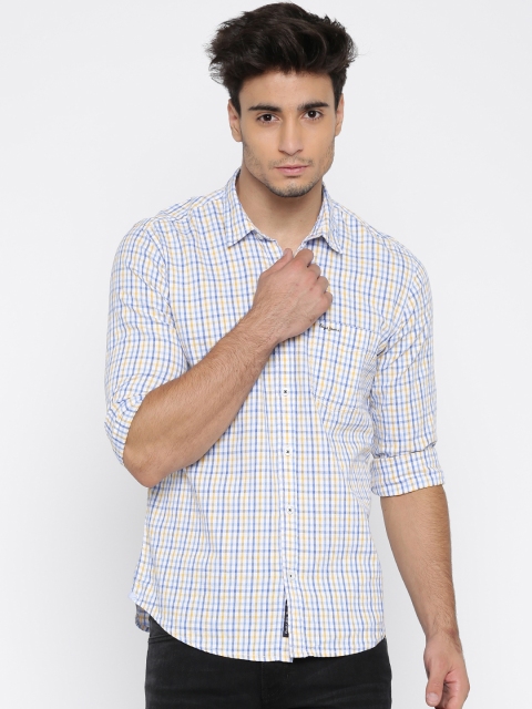 

Pepe Jeans Men White & Yellow Checked Casual Shirt