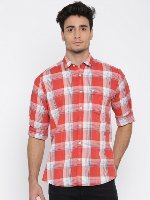 

Pepe Jeans Men Orange & White Checked Semi Fit Casual Shirt