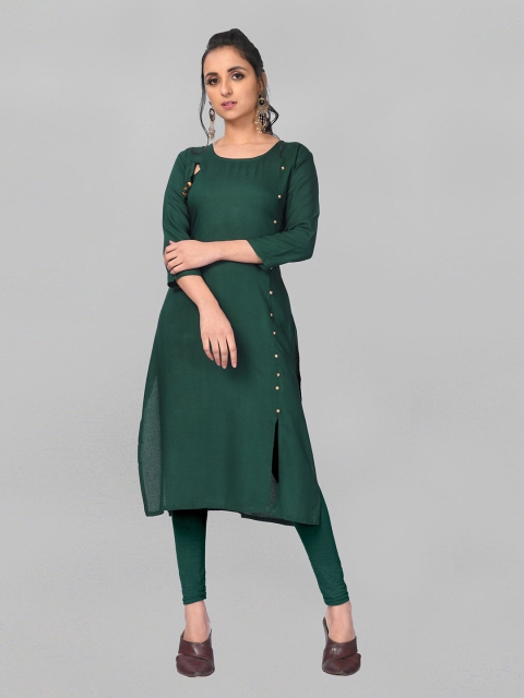 

Fashion FRICKS Women Green Solid Kurta
