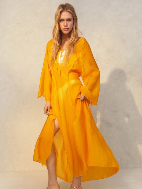 

H&M Yellow Voluminous Lyocell-Blend Dress