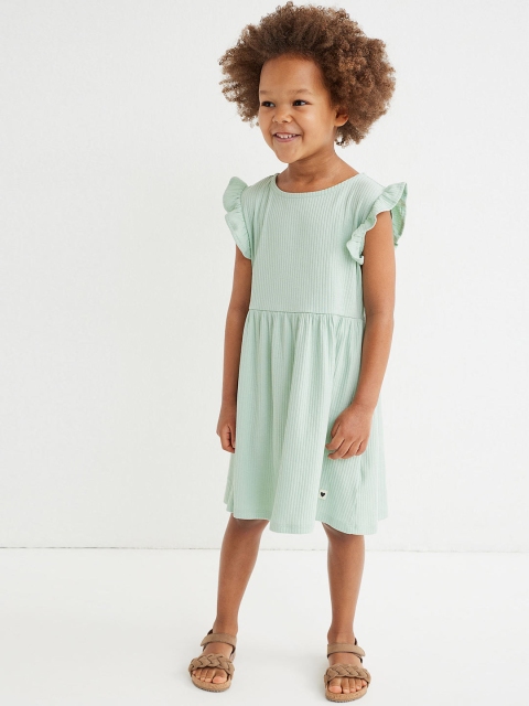 

H&M Girls Sea Green Ribbed Jersey Dress