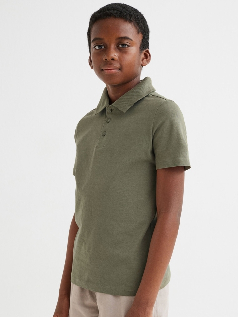 

H&M Boys Olive Green Cotton Polo Shirt