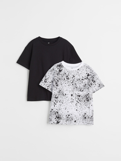 

H&M Boys Black & White 2-Pack Cotton T-shirts