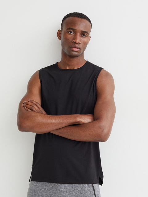 

H&M Men Black Regular Fit Sports Vest Top