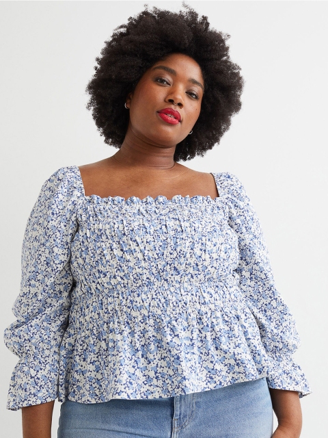 

H&M+ Women Blue Smocked Top