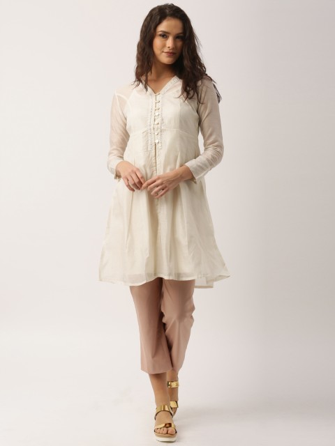 

IMARA Women Off-White A-Line Kurta