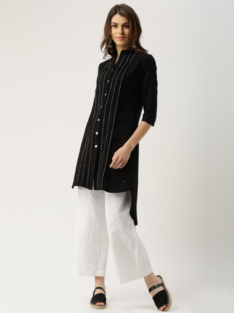 

IMARA Women Black Straight Kurta