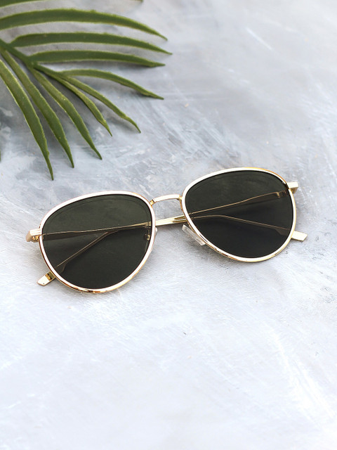

Bellofox Unisex Green Lens & Gold-Toned Round Sunglasses BS1544-0422
