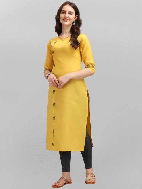 

Fashion FRICKS Women Yellow Printed Kurta