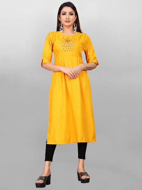 

Fashion FRICKS Women Yellow Thread Work Kurta