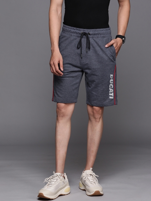 

Ducati Men Navy Blue Brand Logo Printed Shorts