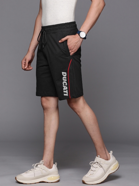 

Ducati Men Black Brand Logo Printed Shorts
