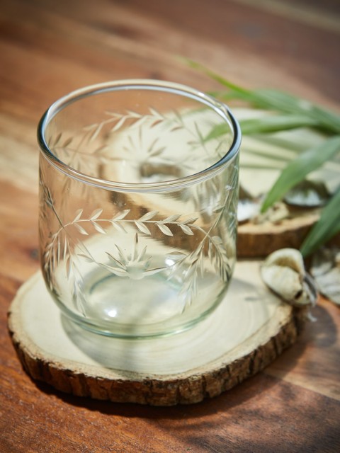 

Fabindia Set of 4 Transparent Cutwork Tvaksati Glasses Gift Set