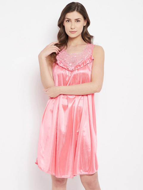 

Camey Pink Solid Satin Nightdress