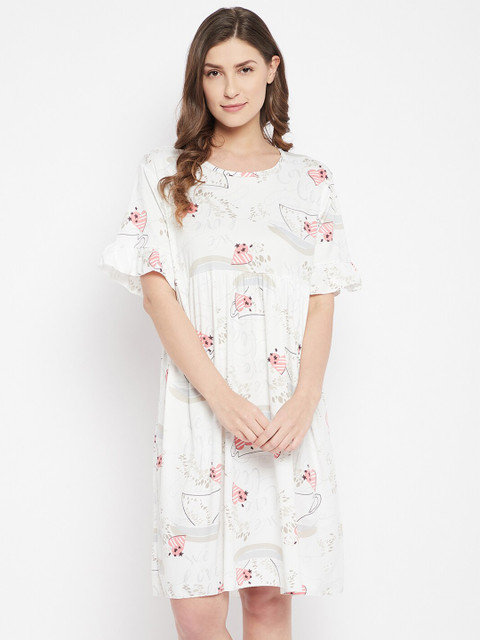 

Camey White Printed Nightdress