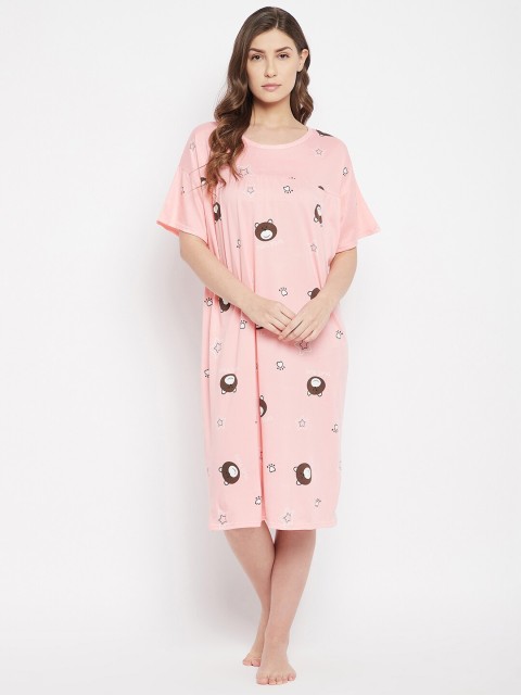 

Camey Women Pink & Brown Printed Nightdress