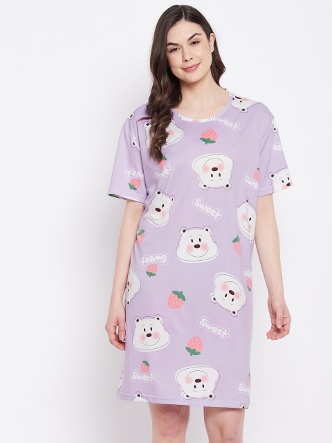 

Camey Purple & White Printed Nightdress