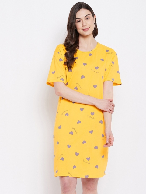 

Camey Women Yellow & Purple Printed Nightdress