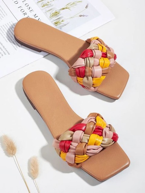 

Shoetopia Girls Tan Open Toe Flats with Bows