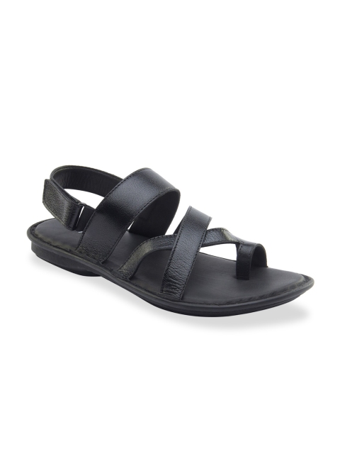 

Vardhra Men Black Leather Comfort Sandals