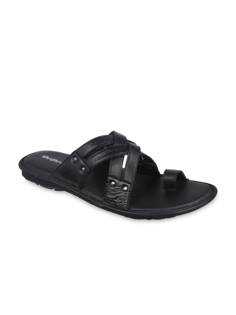 

Vardhra Men Black Leather Comfort Sandals