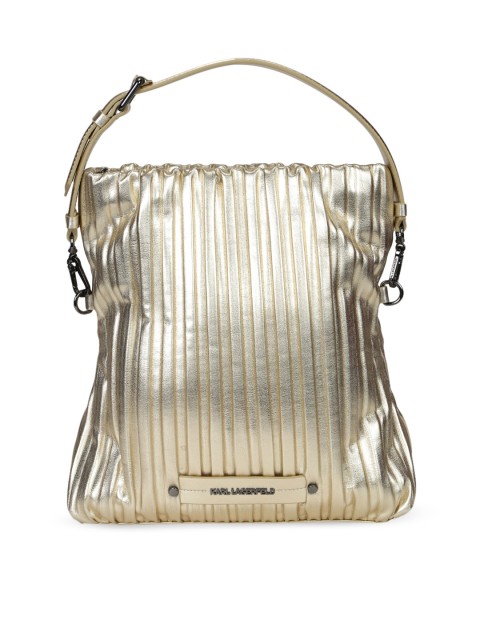 

Karl Lagerfeld Gold-Toned Leather Oversized Shopper Handheld Bag with Fringed