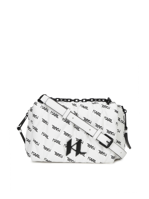 

Karl Lagerfeld Black Printed Leather Structured Sling Bag