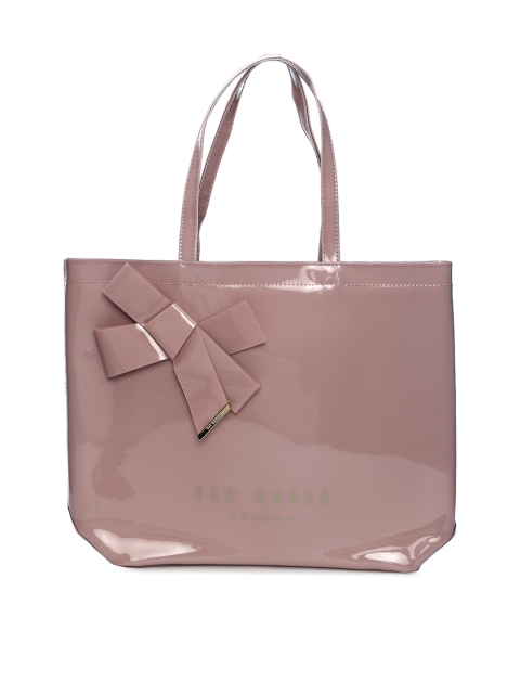 

Ted Baker Pink Textured Leather Bucket Handheld Bag with Bow Detail