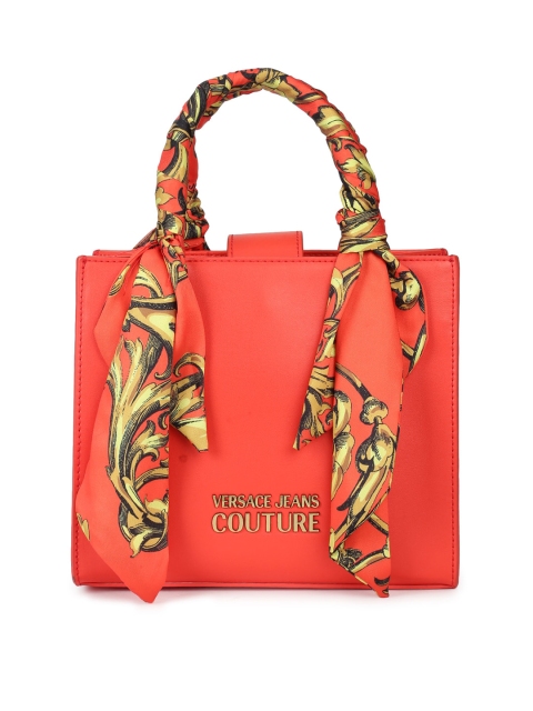 

Versace Jeans Couture Orange Colourblocked Swagger Handheld Bag with Cut Work
