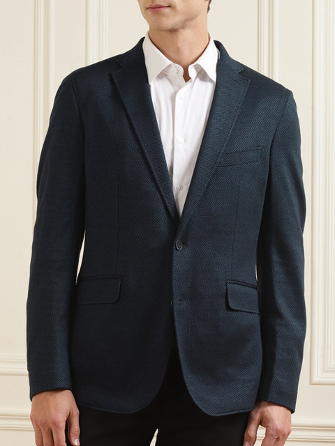 

HACKETT LONDON Men Navy Blue Longline Tailored Jacket