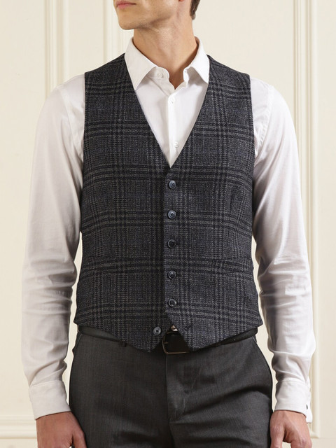 

HACKETT LONDON Men Grey Checked Longline Padded Jacket