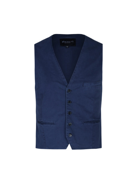 

HACKETT LONDON Men Blue Longline Tailored Jacket cotton