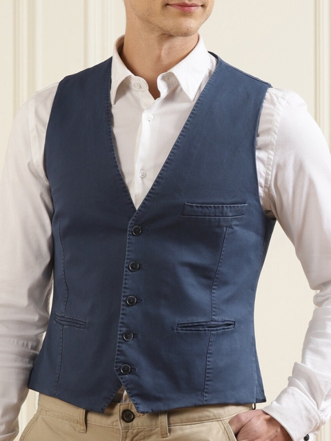 

HACKETT LONDON Men Blue Cotton Waistcoat