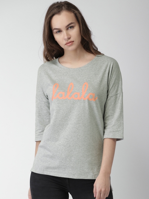 

Mast & Harbour Women Grey Printed Round Neck T-shirt