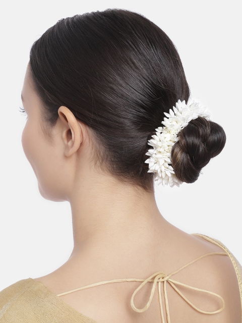 

Peora Women White Embellished Floral Hair Bun Hair Accessory