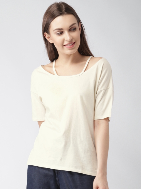 

Mast & Harbour Women Off-White Solid Top