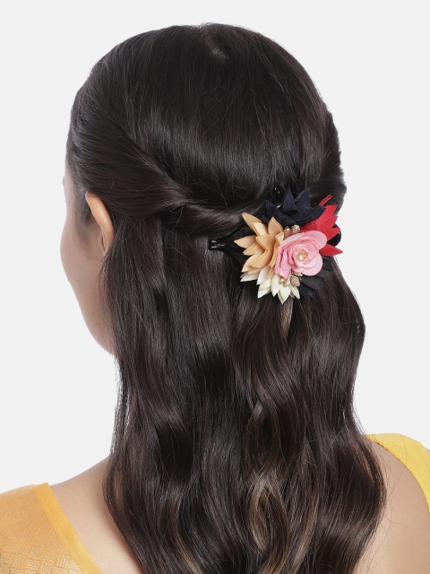 

Peora Women Pink & Red Embellished Claw Clip