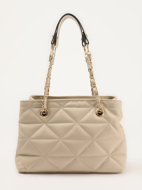 

Trendyol Beige Leather Structured Handheld Bag with Quilted Detail